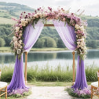 DUOBAO Chiffon Backdrop Curtain-2 Panels 29"x108" Wedding Drapes Lavender Sheer Beach Curtains for Living Room Voile Window Curtain Photography Background (29''x108''x2pcs, Lavender)