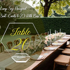 OurWarm Large Acrylic Wedding Table Numbers 1-20, Elegant Printed Calligraphy Place Cards with Stand, Hexagon Multi-functional Clear Acrylic Sign and Holder, Ideal for Wedding Reception Events