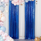 ShinyBeauty Silver and Blue Sequin Backdrop - 4 Pieces Shimmer Curtains Panels for Birthday, Party, Baby Shower, and Photo Backgrounds （2FTX8FT）
