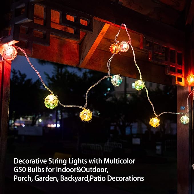 Nautical Fishing Float String Lights, Beach Themed Buoy Lights Set of 10 Multicolor String Lights for Indoor Home Decor and Outdoor Patio Decorations