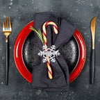 Patelai 100 Pieces Snowflake Napkin Rings Thanksgiving Christmas Napkin Holders Exquisite Household Rhinestone Napkin Rings Set for Christmas Wedding Dinner Party Table Decoration (Silver)