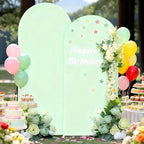 7.2FT Sage Green Arch Cover - Polyester Fitted Wedding Arch Stand Covers Round Top Chiara Arch Backdrop Cover for Birthday Party Banquet Photo Background Decoration