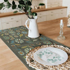 Snycler Table Runner Boho Table Runners Vintage Elegant Farmhouse Table Center Linen Decor for Home Dining Party Entrance (13x72 Inch) Gray&Green
