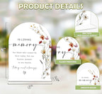 Boho Floral In Loving Memory Sign, 6 x 8 Inch White Arch Acrylic Wedding Sign with Holder, Wedding Sign for Ceremony and Reception, Wedding Decoration, Wedding Supplies - BX04