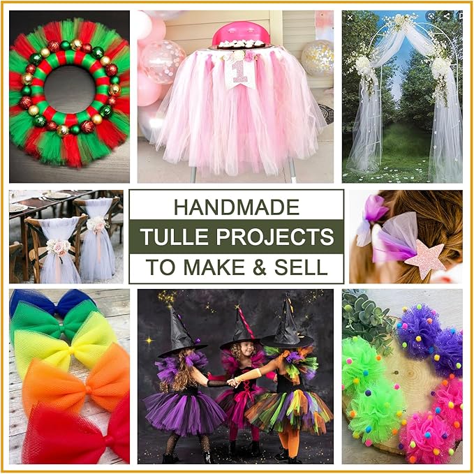Black Tulle Fabric Roll 6 Inch X 300 FT (100 Yards) Matte Tulle Ribbon Netting Mesh Spool for DIY Tutu Skirt Wedding Bow Gift Wrapping Baby Shower Christmas Party Halloween Decorations