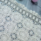 Cotton Handmade Crochet lace Table Runners Rectangular Tablecloth Doilies Doily Table Dresser Scarf Décor,19x23Inch,Beige