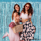 4 Pack Fringe Curtain Backdrop, 3.2Ft x 6.6Ft Light Blue Metallic Tinsel Foil Fringe Streamers Background for Photo Booth Birthday Wedding Baby Shower Easter Pool Ocean Underwater Party Decorations