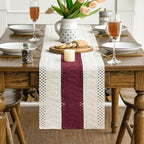 Artoid Mode Red Farmhouse Rustic Table Runner, Seasonal Holiday Hollow Kitchen Dining Table Decoration for Home Party Decor 12x108 Inch