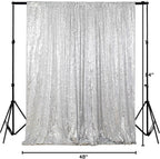ShinyBeauty Photobooth Background Choice-4FTx7FT-Silver-Sequin backdrops, Sequin Fabric,Wedding backdrops,Rust Backdrop,Sequin Curtains,Photography Backdrop (Buy it Now) (4FTx7FT, Silver)