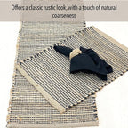 Chardin home Natural Jute Table Runner 13x36 Inch – Vintage Boho Rustic Table Decor – Handwoven Table Runner in Natural Jute and Black – Farmhouse Dining or Console Table Accent
