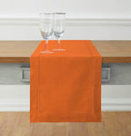 Solino Home Cotton Linen Table Runner 48 Inches - Pumpkin Hemstitch Table Runner 14 x 48 Inch Ideal for Dresser and Coffee Tables - Fall, Autumn, Halloween, Thanksgiving, Holiday