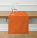 Solino Home Cotton Linen Pumpkin Table Runner 90 Inches Long - Hemstitch 14 x 90 Inch Table Runner for Fall, Autumn, Halloween, Thanksgiving, Holiday - Handcrafted and Machine Washable