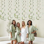 36Pcs Olive Green Hanging Swirl Decorations Ombre Sage Green Felt Swirl Streamer Spiral Ceiling Garland for Neutral Baby Shower Birthday Wedding Engagement Safari Jungle Woodland Party Supplies