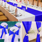 Aneco 12 Pack Satin Table Runner 12 x 108 Inch Dark Blue Long Wedding Satin Silk Table Runner for Wedding Banquet Graduations Birthday Party Decoration