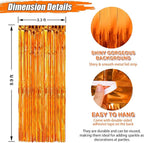 Crosize 2 Pack Foil Fringe Curtains Party Decorations, Orange Tinsel Curtain Backdrop for Parties, Door Streamers, Glitter Streamer Fringe Backdrop for Birthday Decoration