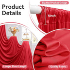 60ftx12ft Wrinkle Free Red Backdrop Curtain, 12 Panels 12FT Height Red Wedding Backdrop Drapes, Silky Polyester Back Drop Cloth for Birthday Photography Background Party Backdrop Draping