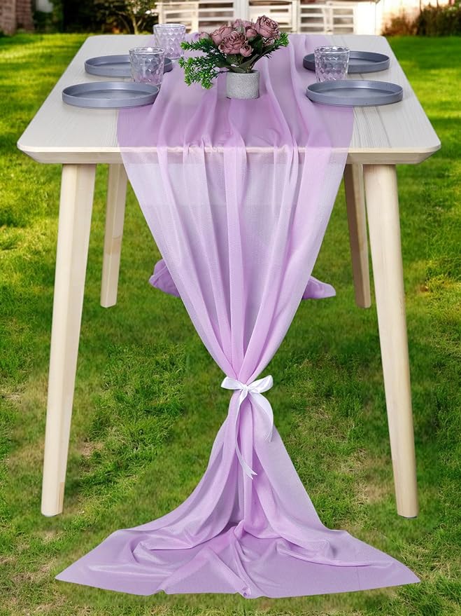 MDS Halloween Chiffon Table Runner - 20 Pack, 29 x 170 Inches, 14ft Each - Sheer Spooky Table Runners for Haunted House Parties, Trick-or-Treat Tables, Witchy Décor, Wedding & Events - Orchid