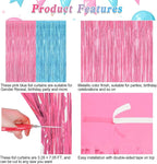 2 Pack Gender Reveal Decorations, 3.28 FT x 7.05 FT Pink and Blue Fringe Backdrop, Metallic Boy or Girl Foil Fringe Curtains Tinsel Backdrop Party Streamers, Birthday Party Decor Photo Booth Props