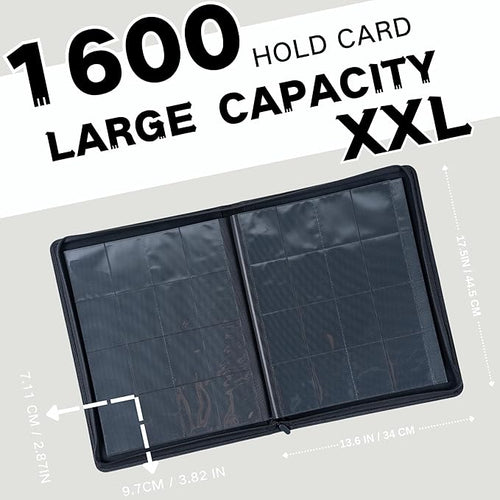 1600+ Pockets Trading Card Binder, 16-Pocket Card Ablum Compatible with MTG,Sports Cards & Other Standard Size Trading Card (WHITE)