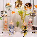 UDU Set of 12 Cylinder Glass Vases and 18 Pcs Floating Candles for Centerpiece, 4,6,8,10 Inch Tall Clear Hurricane Candle Holder Glass Vases for Centerpiece Table Wedding Home Decor