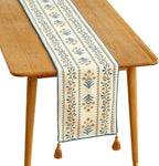 ISAENNE Designer Pale Yellow Elegant Linen Table Runner 87 Inches Long,French Floral Pattern Elegant Table Runners for Dining Tables,Thanksgiving,Kitchen Tables,Christmas,12"*87"-Estevan A