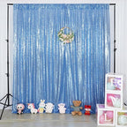 Poise3EHome Baby Blue Sequin Backdrop Curtain,8FT x 10FT Sequin Photography Backdrop Curtain for Party Decoration