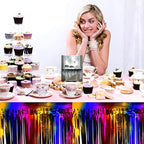 3 Pack 29x108 Inch Rainbow Foil Fringe Table Skirts Metallic Banner for Tinsel Streamer Garland Backdrop for Parade Floats Wedding Thanksgiving Birthday Christmas Halloween Party Decoration