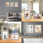 4x6 Picture Frame Set of 4, High Definition Real Glass Smoke Gray Frame, 4 x 6 Wood Photo Frames for Tabletop Display and Wall Mounting