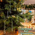 22 Pcs Clear Glass Teardrop Christmas Ornaments Crystal Raindrop Hanging Ornaments Crystal Chandelier Drop Pendant Icicles Decorations for Christmas Tree Winter Party Supplies (4 Medium Size)