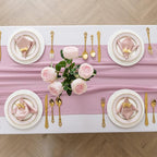 12Pack 9ft Chiffon Table Runner 14x108 Inch Sheer Romantic Table Runner for Wedding Birthday Party Bridal Shower Outdoor Decoration-Dusty Pink