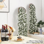 6 Pcs x 8.2 ft Flower Garland Artificial Rose Vine Flowers with Green Leaves Hanging Fake Roses Vine for Room Party Home Wedding Birthday Christmas Wall Arch Decor, Spring White Flower