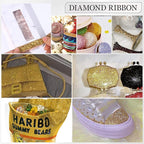 Rhinestone Ribbon 3 Yards Self Adhesive Rhinestone Strips Diamond Ribbon Sticker Crystal Roll Glitter Bling Rhinestones Tape for Crafting DIY Art Decoration (Gold,0.6 Inch)