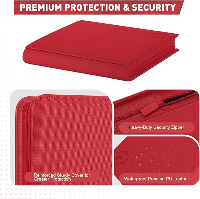 Premium Card Binder 12 Pocket for 720 Pockets Trading Card Binder, PU Zipper Card Collection Album, Sturdy Side-Loading Card Book Holder for MTG, TCG, Game Cards, Sports Cards