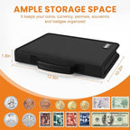 Coin Binder for Collectors with Handle, Fireproof 400 Pockets Coin Collection Album & 36 Paper Currency Book Sleeves, Coin and Bill Organizer Holder Supplies for Quarters, Pennies, 12.8x10.2x1.8inch