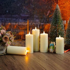 Plastic Waterproof Outdoor flameless Candles, LED Candles, with Remote Control and Timer, Battery-Powered Candles, Suitable for Camping, courtyards and Home Decoration,Set of 2（Ivory）