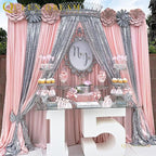 Silver Sequin Backdrop Curtains Drapes 6 Pieces 2ftx8ft Sparkly Christmas Background for Brithday Wedding Fabric Decoration
