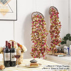 8 Pcs x 8.2 ft Flower Garland Artificial Rose Vine Flowers with Green Leaves Hanging Fake Roses Vine for Room Party Home Wedding Birthday Christmas Wall Arch Decor, Fall Purple Flower
