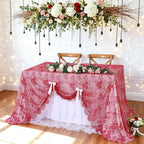 LuoluoHouse Christmas Lace Tablecloth 6pcs Rose Floral Table Fabric 60x120 Inch for Rustic Theme Party Wedding Decoration Rectangle Overlay Long Embroidered Reception Table Cloth Decor