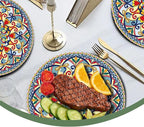 100PCS Boho Paper Plates (50×7 Inch & 50×9 Inch)–Vintage Bohemian Style Disposable Plates, Dessert Party Dinner Plates, Dinnerware Plate Set for Birthday Gatherings