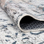 Bloom Rugs Washable Non-Slip 10 ft Runner - Teal/Beige Traditional Runner for Entryway, Hallway, Bathroom, and Kitchen - Exact Size: 2.5' x 10'
