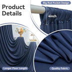 10ftx14FT Wrinkle Free Navy Blue Backdrop Curtain, 2 Panels 14FT Height Navy Blue Wedding Backdrop Drapes, Silky Polyester Back Drop Cloth for Birthday Photography Background Party Backdrop Draping