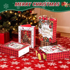 LYLIN 4Pcs 16" Large Christmas Gift Bags with 8 Tissue Papers, Reusable Christmas Tote Bags with Handles, Bulk Xmas Treat Bags for Wrapping Gifts, Party Favors and Holiday Decor