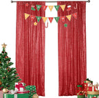 Sugargirl Red Sequin Backdrop Curtain 2 Panels 2FTx8FT Glitter Red Background Drapes Sparkle Photography Backdrop for Party Wedding Birthday Wall Decoration