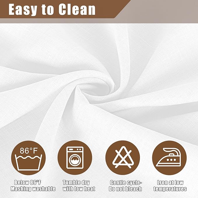 Fitable Faux Linen Round Tablecloths 90 Inch, 6 Pack - Fabric Textured Table Clothes for Round Folding Tables, Washable Neutral Table Covers for Wedding, Party, Banquet, Birthday, White