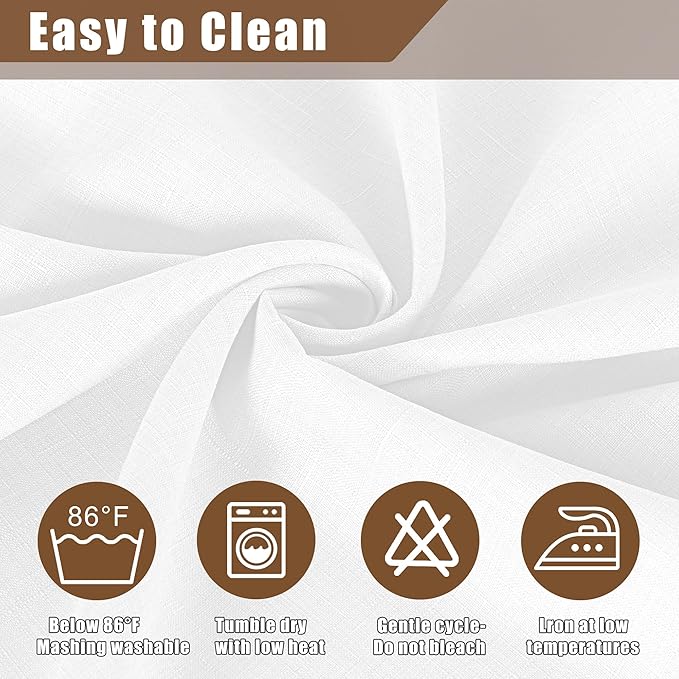 Fitable Faux Linen White Tablecloths for Rectangle Tables - 90 x 156 Inch - 6 Pack Fabric Textured Washable Table Clothes Floor Lenghth Table Covers for Wedding, Party, Banquet, Birthday