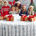 3 Pieces Christmas Snowflake Plastic Party Tablecloth Decorations,Disposable Blue Snowflake White Xmas Round Table Cover Backdrop for Winter Christmas Holiday Party Supplies,84 inch (Blue White)