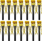 Skylety 18 Pcs Party Blower Noisemakers Party Squawkers Blowouts Whistles Fringed Noise Maker Musical Blowouts for Birthday Supplies(Black and Gold)