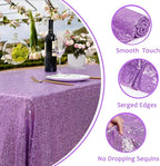 QueenDream Tablecloth 90x156 Rectangle Sequin Tablecloth Lavender Wedding Table Linens Glitter Birthday Bridal Party Indoor Outdoor Decorations