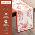 Maison d' Hermine Table Runner 100% Cotton Single Layer Table Runners 108 inches Long for Thanksgiving Christmas Decorations Home Kitchen Dining Party Wedding (Holy Jouy - Red, 14.5" x 108")