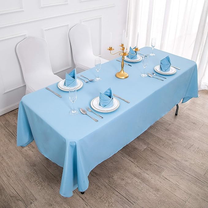 Rectangle Tablecloth 90x156 inch Washable Polyester Fabric Table Cloth for Wedding Party Dining Banquet Decoration（90x156, Blue Mist）